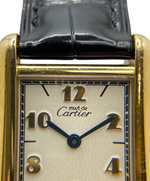 Cartier（カルティエ）Cartier MUST TANK SMALL MODEL VERMEIL/マストタンクSM ヴェルメイユ Ref.W1008354 シャンパンアラビアCC文字盤 サイズ:SM/スモール/15.0cm/20.5mm×27.5mmの古着・服飾アイテム