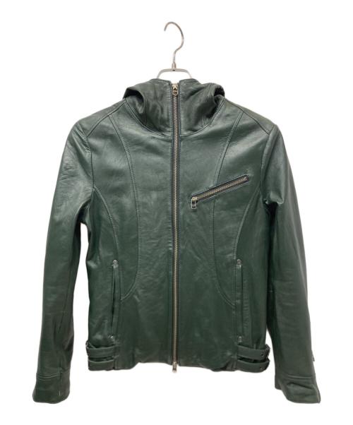 EDGE（エッジ）EDGE (エッジ) ラムレザージャケット グリーン サイズ:Lの古着・服飾アイテム