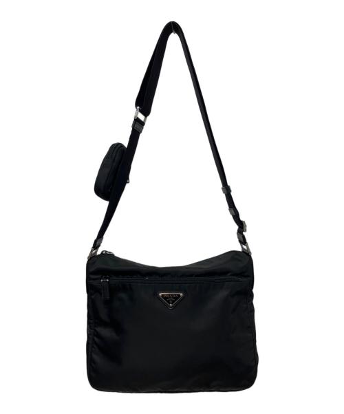 PRADA（プラダ）PRADA (プラダ) Re-Nylonサフィアーノレザーショルダーバッグ ブラックの古着・服飾アイテム