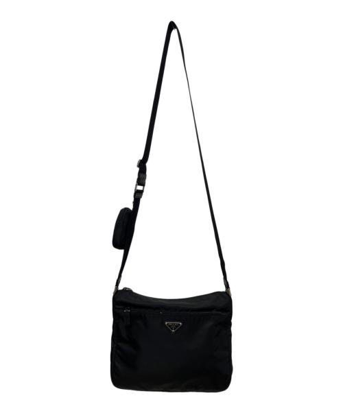 PRADA（プラダ）PRADA (プラダ) Re-Nylonサフィアーノレザーショルダーバッグ ブラックの古着・服飾アイテム
