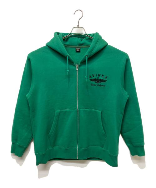 AVIREX（アヴィレックス）AVIREX (アヴィレックス) ジップパーカー グリーン サイズ:2XLの古着・服飾アイテム