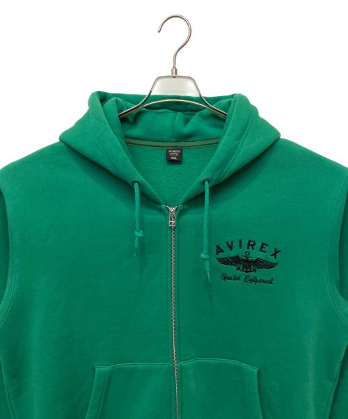 AVIREX（アヴィレックス）AVIREX (アヴィレックス) ジップパーカー グリーン サイズ:2XLの古着・服飾アイテム