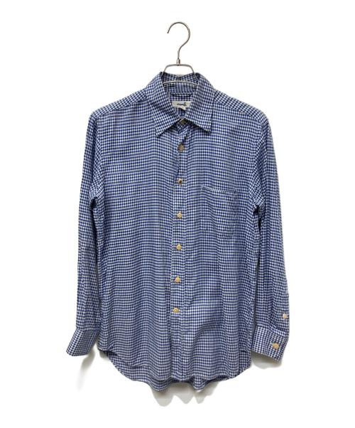 45rpm（45アールピーエム）45rpm (45アールピーエム) 長袖シャツ ブルー×ホワイト サイズ:Lの古着・服飾アイテム