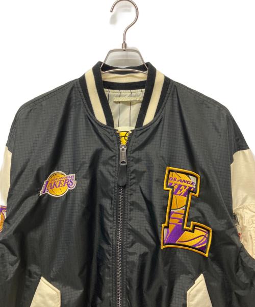 ALPHA（アルファ）ALPHA (アルファ) New Era (ニューエラ) ジップブルゾン ブラック×アイボリー サイズ:Lの古着・服飾アイテム