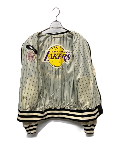 ALPHA（アルファ）ALPHA (アルファ) New Era (ニューエラ) ジップブルゾン ブラック×アイボリー サイズ:Lの古着・服飾アイテム