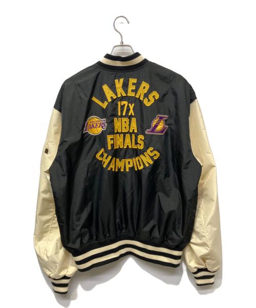 ALPHA（アルファ）ALPHA (アルファ) New Era (ニューエラ) ジップブルゾン ブラック×アイボリー サイズ:Lの古着・服飾アイテム