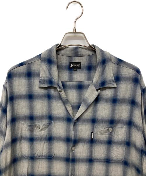 Schott（ショット）Schott (ショット) OMBRE PLAID SS SHIRT グレー×ブルー サイズ:2XLの古着・服飾アイテム