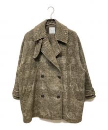 Spick and Span（スピック＆スパン）の古着「Wスライバーチェックハーフコート」｜ブラウン