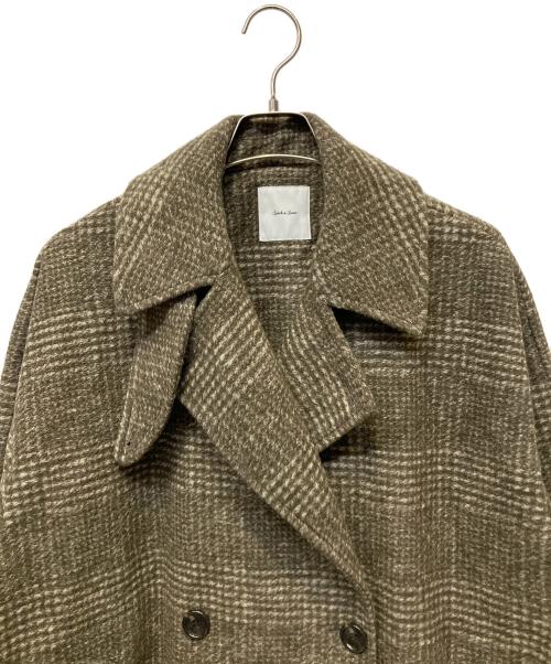 Spick and Span（スピック＆スパン）Spick and Span (スピック＆スパン) Wスライバーチェックハーフコート ブラウン サイズ:38の古着・服飾アイテム