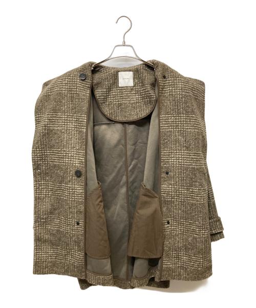 Spick and Span（スピック＆スパン）Spick and Span (スピック＆スパン) Wスライバーチェックハーフコート ブラウン サイズ:38の古着・服飾アイテム