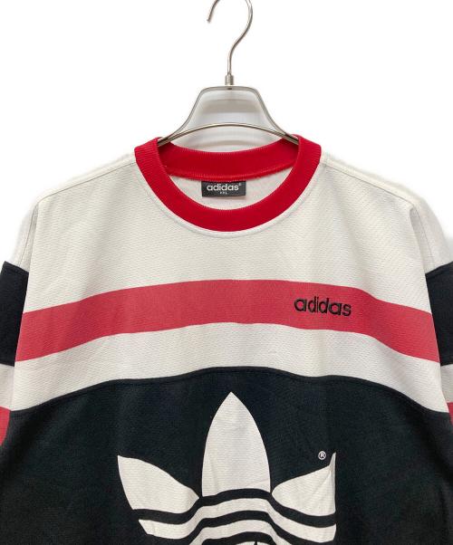 adidas（アディダス）adidas (アディダス) 半袖カットソー ブラック×ホワイト×レッド サイズ:XXLの古着・服飾アイテム