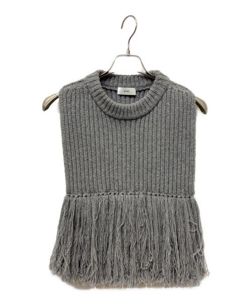 HYKE（ハイク）HYKE (ハイク) ウールフリンジベスト グレー サイズ:Freeの古着・服飾アイテム