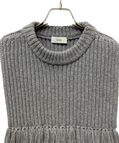 HYKE（ハイク）HYKE (ハイク) ウールフリンジベスト グレー サイズ:Freeの古着・服飾アイテム