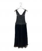 M'S GRACYエムズグレイシー）の古着「チュール被せデニムジャンパースカート」｜ブラック