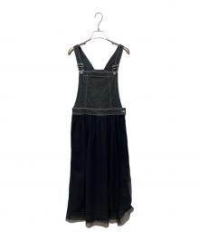 M'S GRACY（エムズグレイシー）の古着「チュール被せデニムジャンパースカート」｜ブラック