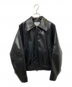 moussyマウジー）の古着「F/LEATHER GATHER ブルゾン」｜ブラック