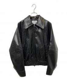 moussy（マウジー）の古着「F/LEATHER GATHER ブルゾン」｜ブラック