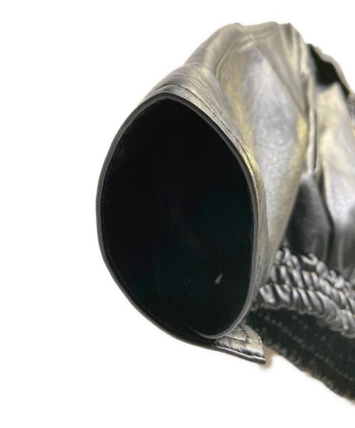 moussy（マウジー）moussy (マウジー) F/LEATHER GATHER ブルゾン ブラック サイズ:FREEの古着・服飾アイテム