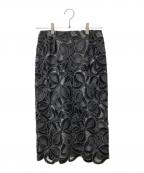 M'S GRACYエムズグレイシー）の古着「リボンレースタイトスカート」｜ブラック