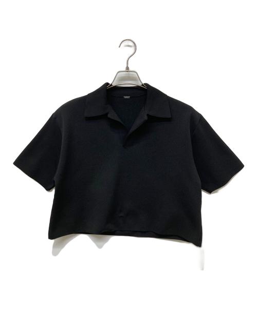 Mila Owen（ミラオーウェン）Mila Owen (ミラオーウェン) 短丈スキッパーポロニット×スカート セットアップ ブラックの古着・服飾アイテム