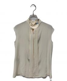 PRADA（プラダ）の古着「シルクノースリーブボウタイブラウス」｜アイボリー