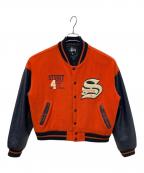 stussyステューシー）の古着「スタジャン」｜オレンジ×ネイビー