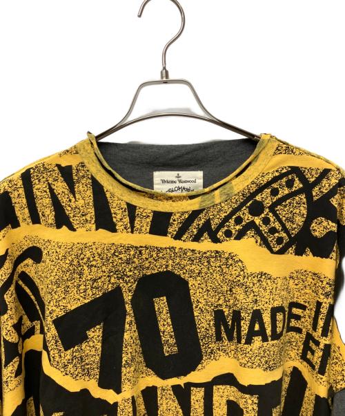 Vivienne Westwood ANGLOMANIA（ヴィヴィアンウエストウッドアングロマニア）VIVIENNE WESTWOOD ANGLOMANIA (ヴィヴィアンウエストウッドアングロマニア) ノースリーブカットソー グレー×イエロー サイズ:38の古着・服飾アイテム