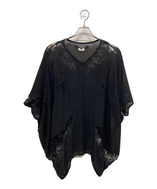 JUNYA WATANABE COMME des GARCONS（(ジュンヤワタナベ コムデギャルソン）JUNYA WATANABE COMME des GARCONS ((ジュンヤワタナベ コムデギャルソン) ムササビ型半袖ブラウス ブラック サイズ:Sの古着・服飾アイテム