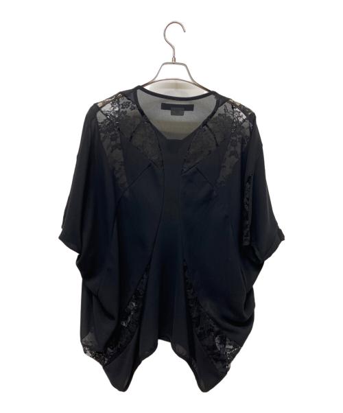 JUNYA WATANABE COMME des GARCONS（(ジュンヤワタナベ コムデギャルソン）JUNYA WATANABE COMME des GARCONS ((ジュンヤワタナベ コムデギャルソン) ムササビ型半袖ブラウス ブラック サイズ:Sの古着・服飾アイテム