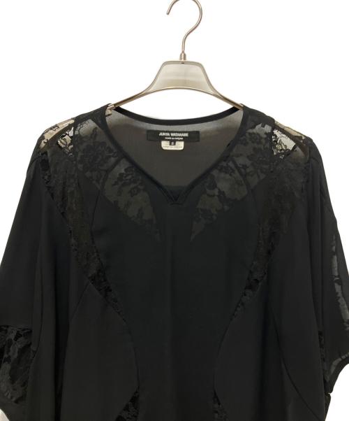 JUNYA WATANABE COMME des GARCONS（(ジュンヤワタナベ コムデギャルソン）JUNYA WATANABE COMME des GARCONS ((ジュンヤワタナベ コムデギャルソン) ムササビ型半袖ブラウス ブラック サイズ:Sの古着・服飾アイテム