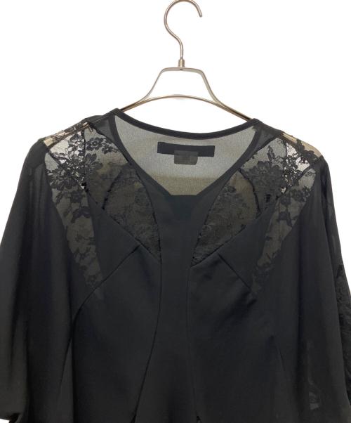 JUNYA WATANABE COMME des GARCONS（(ジュンヤワタナベ コムデギャルソン）JUNYA WATANABE COMME des GARCONS ((ジュンヤワタナベ コムデギャルソン) ムササビ型半袖ブラウス ブラック サイズ:Sの古着・服飾アイテム