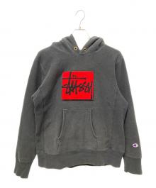Champion×stussy（チャンピオン×ステューシー）の古着「プルオーバーパーカー」｜ブラック