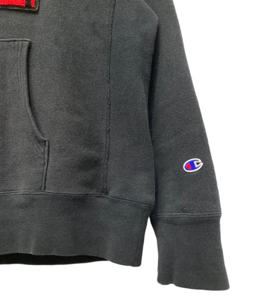 Champion（チャンピオン）Champion (チャンピオン) stussy (ステューシー) プルオーバーパーカー ブラック サイズ:MEDIUMの古着・服飾アイテム