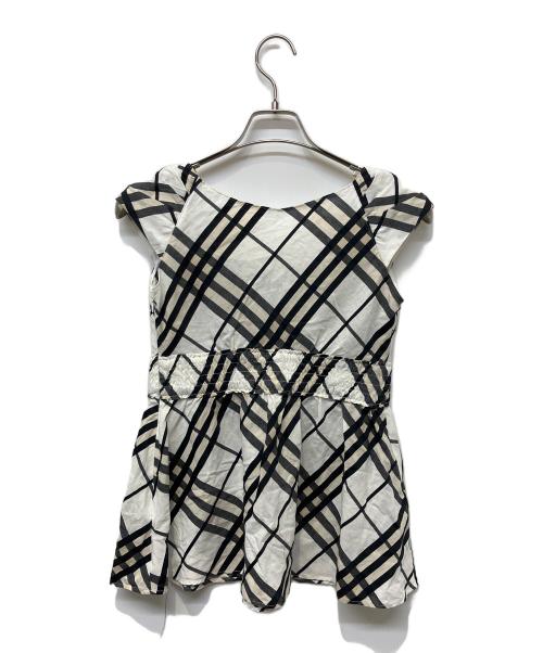 BURBERRY BLUE LABEL（バーバリー ブルー レーベル）BURBERRY BLUE LABEL (バーバリー ブルー レーベル) ノースリーブブラウス ホワイト×ブラック サイズ:38の古着・服飾アイテム