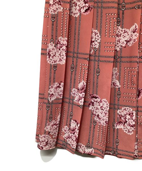 GUCCI（グッチ）GUCCI (グッチ) フローラルプリントシルクプリーツスカート ピンク サイズ:40の古着・服飾アイテム