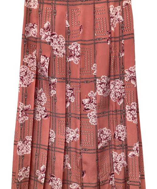 GUCCI（グッチ）GUCCI (グッチ) フローラルプリントシルクプリーツスカート ピンク サイズ:40の古着・服飾アイテム