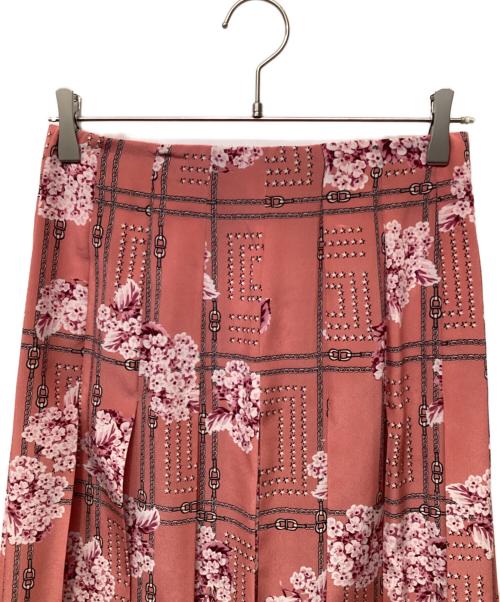 GUCCI（グッチ）GUCCI (グッチ) フローラルプリントシルクプリーツスカート ピンク サイズ:40の古着・服飾アイテム