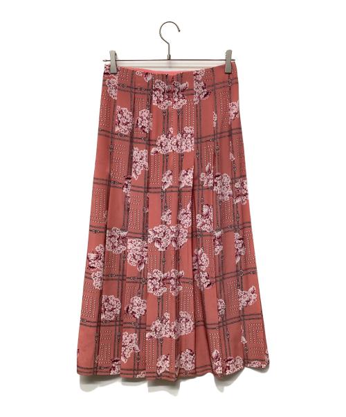 GUCCI（グッチ）GUCCI (グッチ) フローラルプリントシルクプリーツスカート ピンク サイズ:40の古着・服飾アイテム