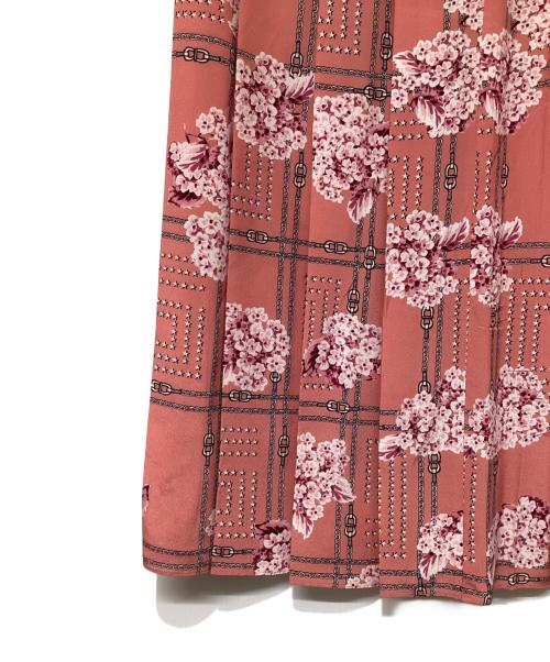 GUCCI（グッチ）GUCCI (グッチ) フローラルプリントシルクプリーツスカート ピンク サイズ:40の古着・服飾アイテム