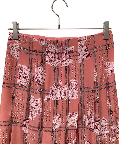 GUCCI（グッチ）GUCCI (グッチ) フローラルプリントシルクプリーツスカート ピンク サイズ:40の古着・服飾アイテム