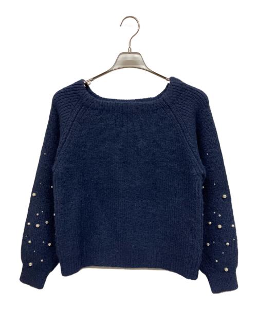 COHINA（コヒナ）COHINA (コヒナ) グラデーションパールスリーブニット ブルー サイズ:FREEの古着・服飾アイテム