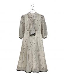 JUSGLITTY（ジャスグリッティー）の古着「プリントボウタイワンピース」｜ホワイト