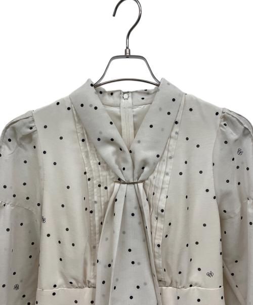 JUSGLITTY（ジャスグリッティー）JUSGLITTY (ジャスグリッティー) プリントボウタイワンピース ホワイトの古着・服飾アイテム