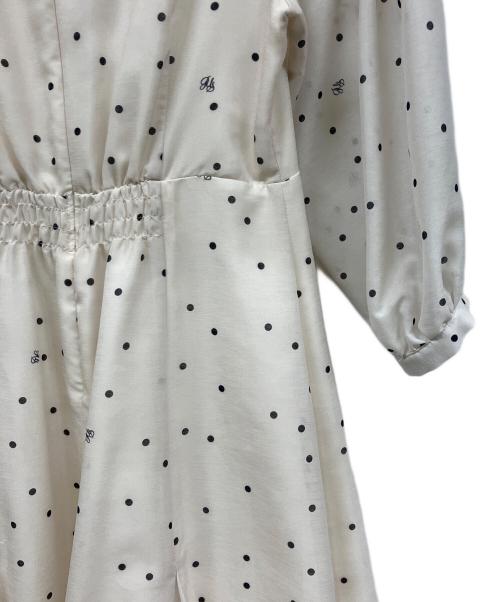 JUSGLITTY（ジャスグリッティー）JUSGLITTY (ジャスグリッティー) プリントボウタイワンピース ホワイトの古着・服飾アイテム