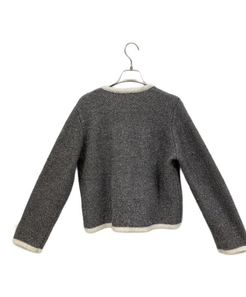 JUSGLITTY（ジャスグリッティー）JUSGLITTY (ジャスグリッティー) ラメツイードニットジャケット グレー サイズ:2の古着・服飾アイテム