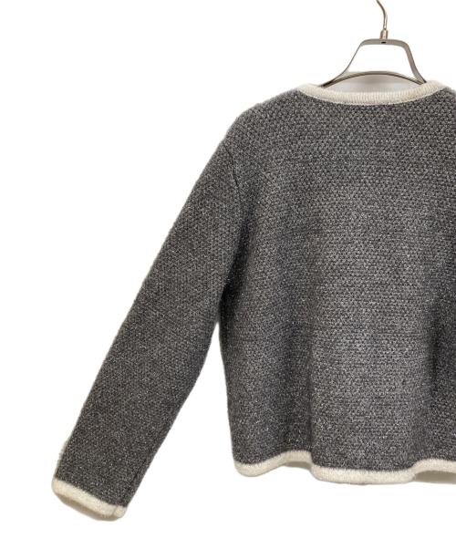 JUSGLITTY（ジャスグリッティー）JUSGLITTY (ジャスグリッティー) ラメツイードニットジャケット グレー サイズ:2の古着・服飾アイテム