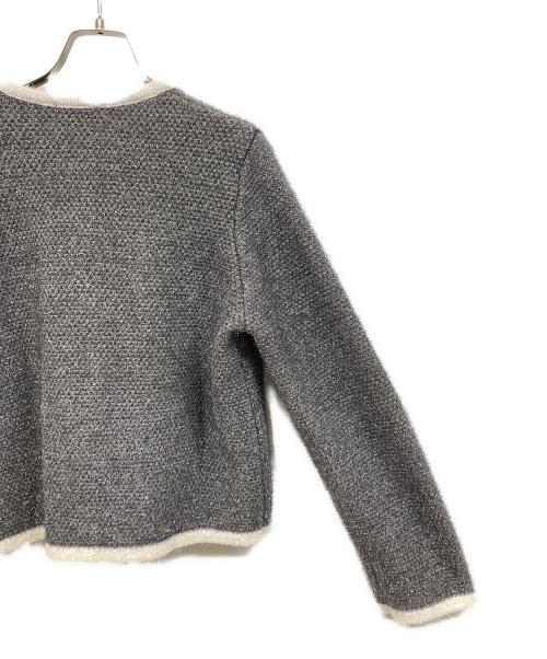 JUSGLITTY（ジャスグリッティー）JUSGLITTY (ジャスグリッティー) ラメツイードニットジャケット グレー サイズ:2の古着・服飾アイテム