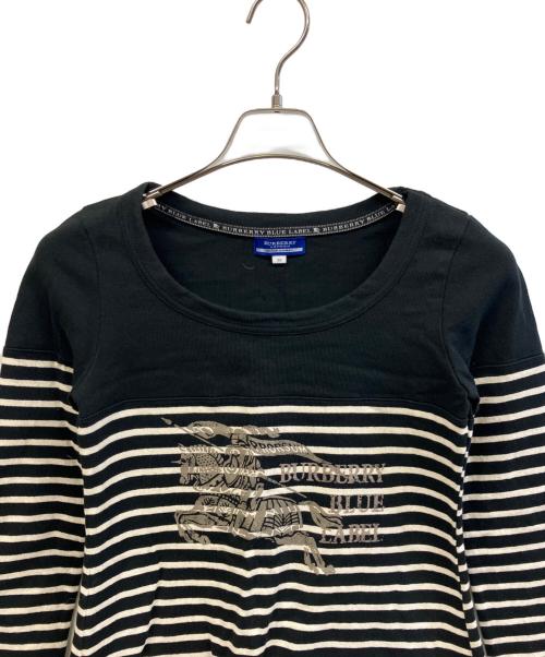 BURBERRY LONDON BLUE LABEL（バーバリーロンドンブルーレーベル）BURBERRY LONDON BLUE LABEL (バーバリーロンドンブルーレーベル) 長袖ワンピース ブラック×ホワイト サイズ:38の古着・服飾アイテム