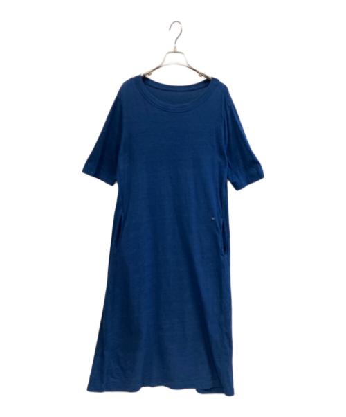 45R（フォーティファイブ・アール）45R (フォーティファイブ・アール) 半袖ワンピース ブルーの古着・服飾アイテム