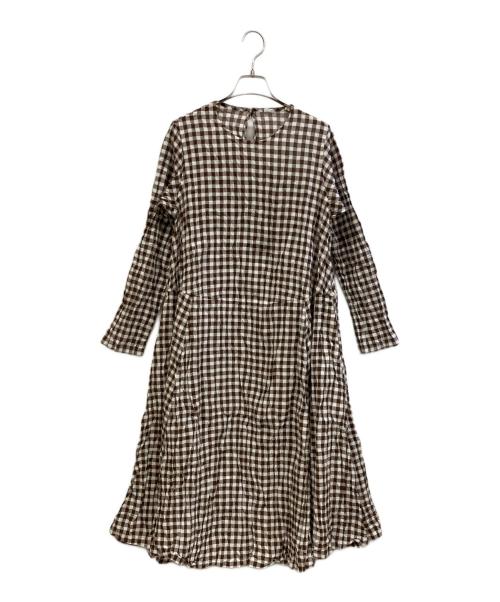 45R（フォーティファイブ・アール）45R (フォーティファイブ・アール) 長袖ワンピース ブラウンの古着・服飾アイテム